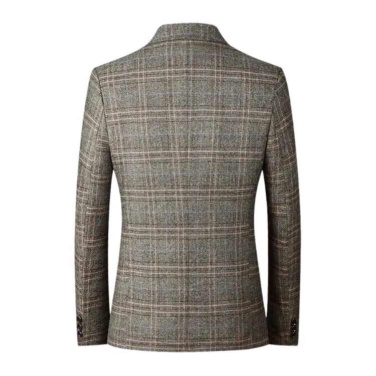 Blazer Masculino Monzatti MZ031 em lã quadriculada, corte slim fit.