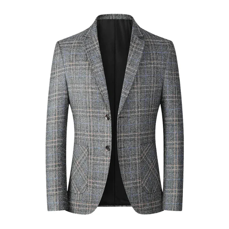 Blazer Masculino Monzatti MZ031 em lã quadriculada, corte slim fit.