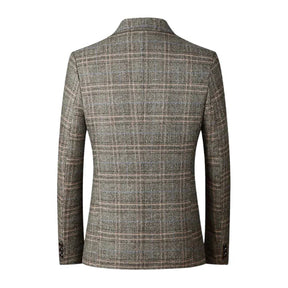 Blazer Masculino Monzatti MZ031 em lã quadriculada, corte slim fit.