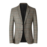 Blazer Masculino Monzatti MZ031 em lã quadriculada, corte slim fit.