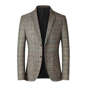 Blazer Masculino Monzatti MZ031 em lã quadriculada, corte slim fit.