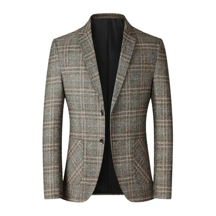 Blazer Masculino Monzatti MZ031 em lã quadriculada, corte slim fit.
