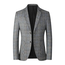 Blazer Masculino Monzatti MZ031 em lã quadriculada, corte slim fit.