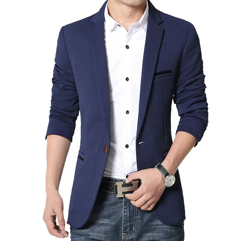 Blazer Masculino Slim Fit Monzatti MZ187 em algodão, elegante e confortável.